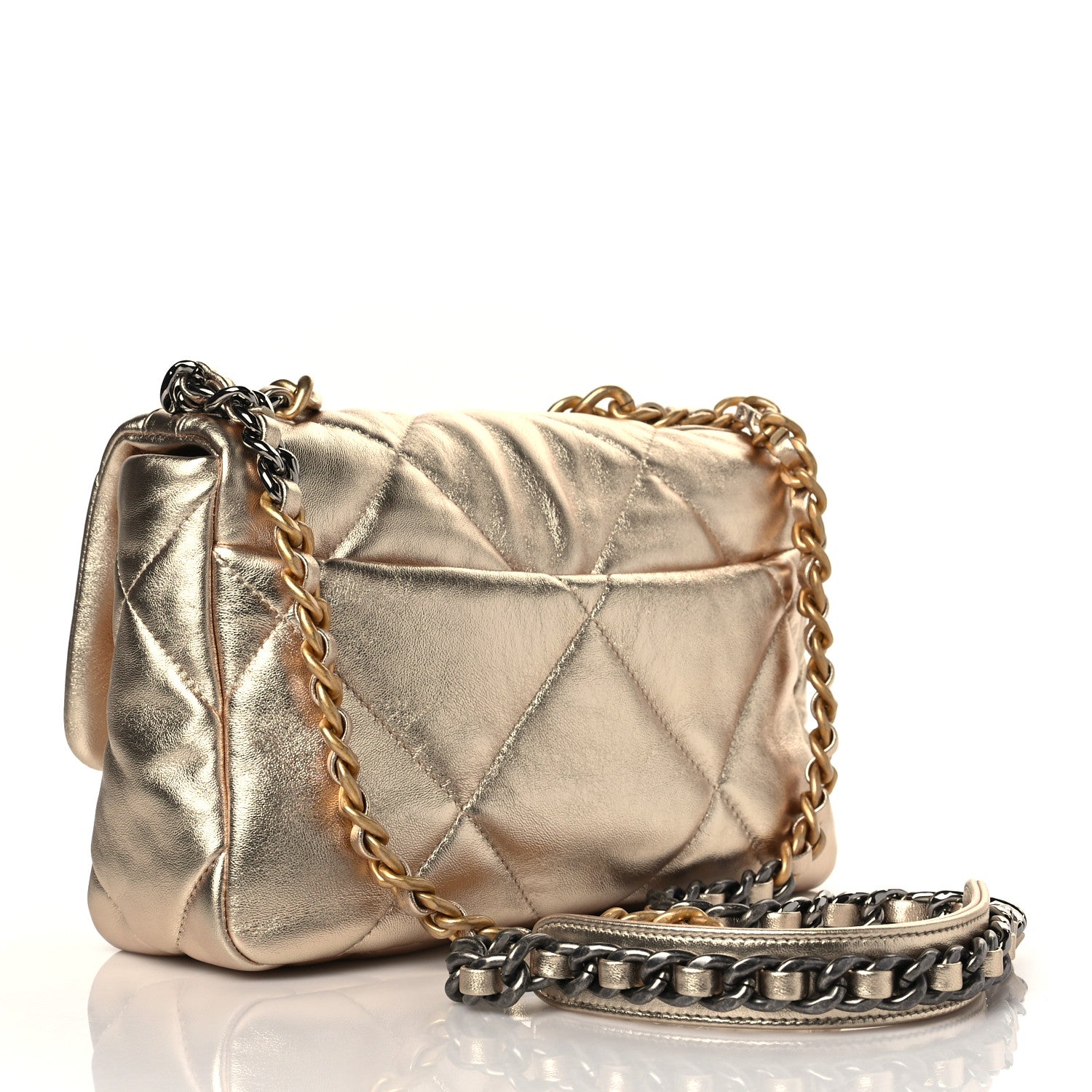 Chanel Metallic Lambskin Quilted Medium Chanel 19 Flap Gold 3 of 11