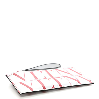 Valentino Garavani Calfskin VLTN Zip Coin Card Case White Red 4 of 6