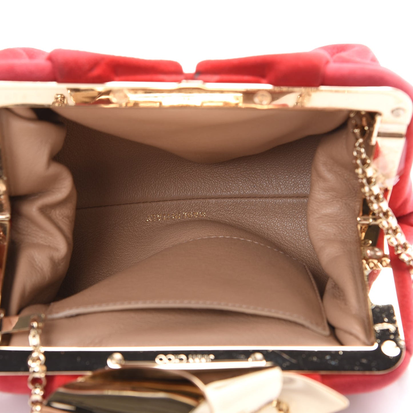 Suede Cara Chain Clutch Dahlia