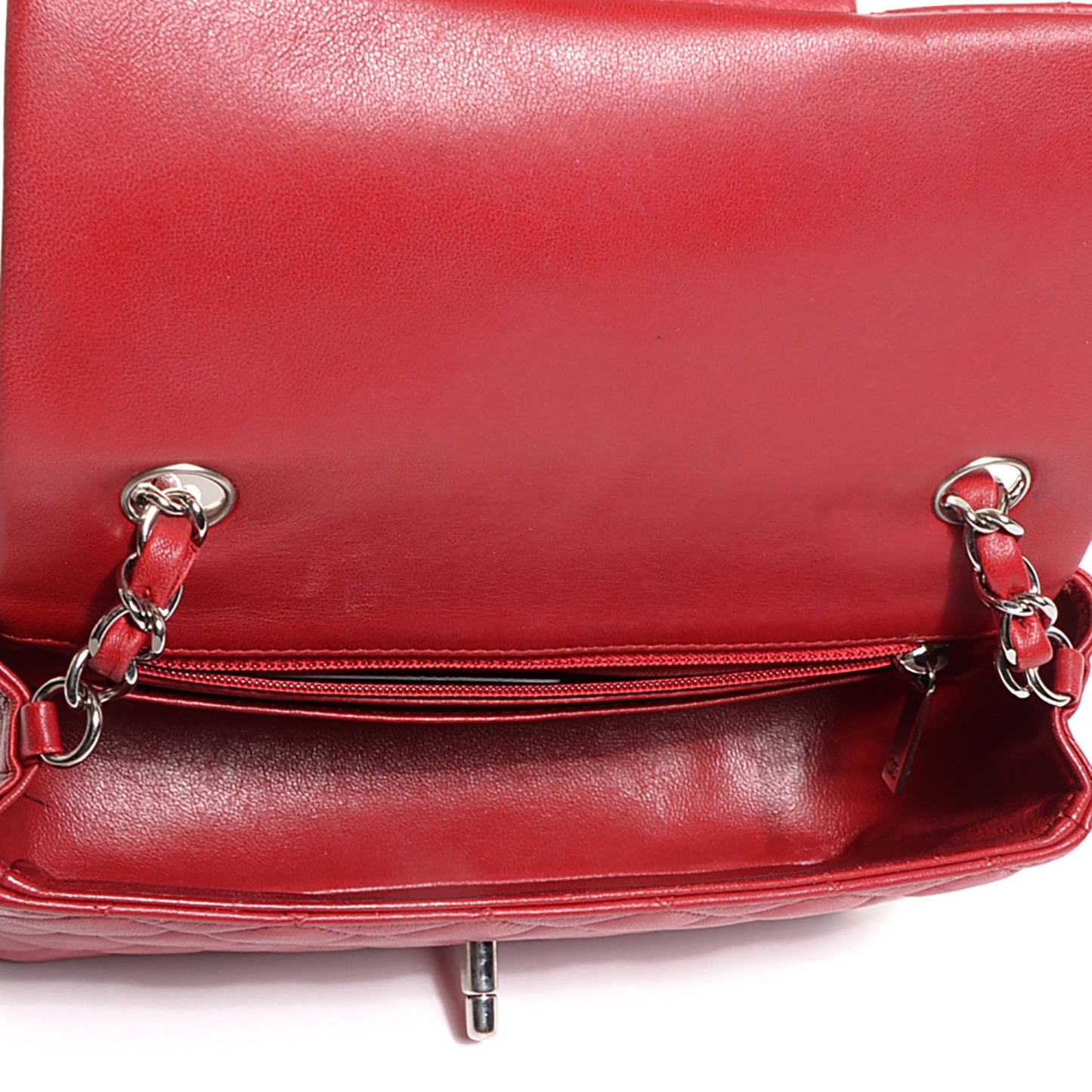 Lambskin Quilted Mini Rectangular Flap Red