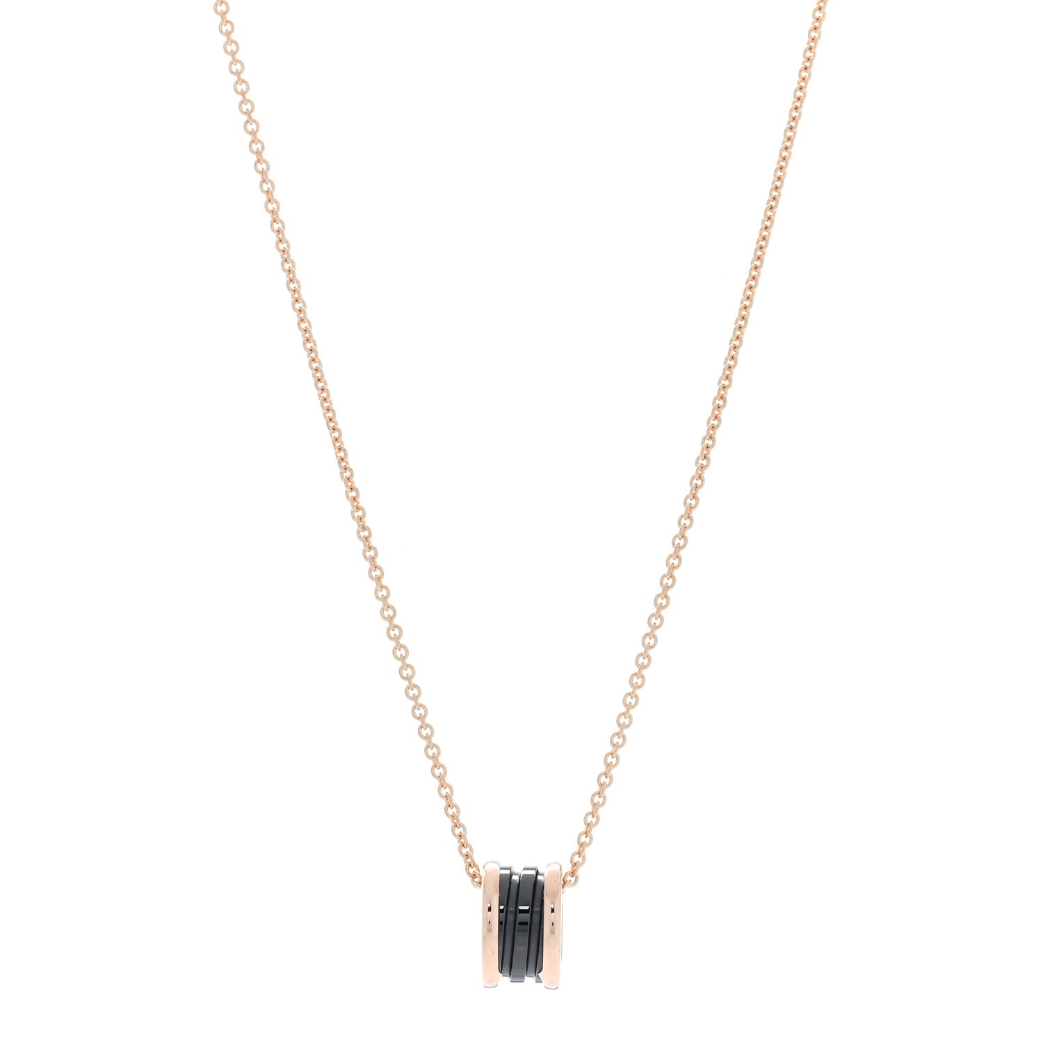 Bulgari 18K Rose Gold Black Ceramic B.Zero1 Pendant Necklace 1 of 5