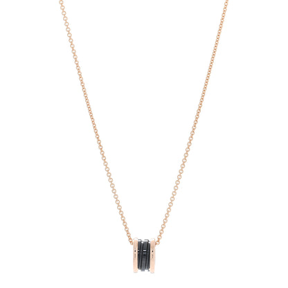 Bulgari 18K Rose Gold Black Ceramic B.Zero1 Pendant Necklace 1 of 5