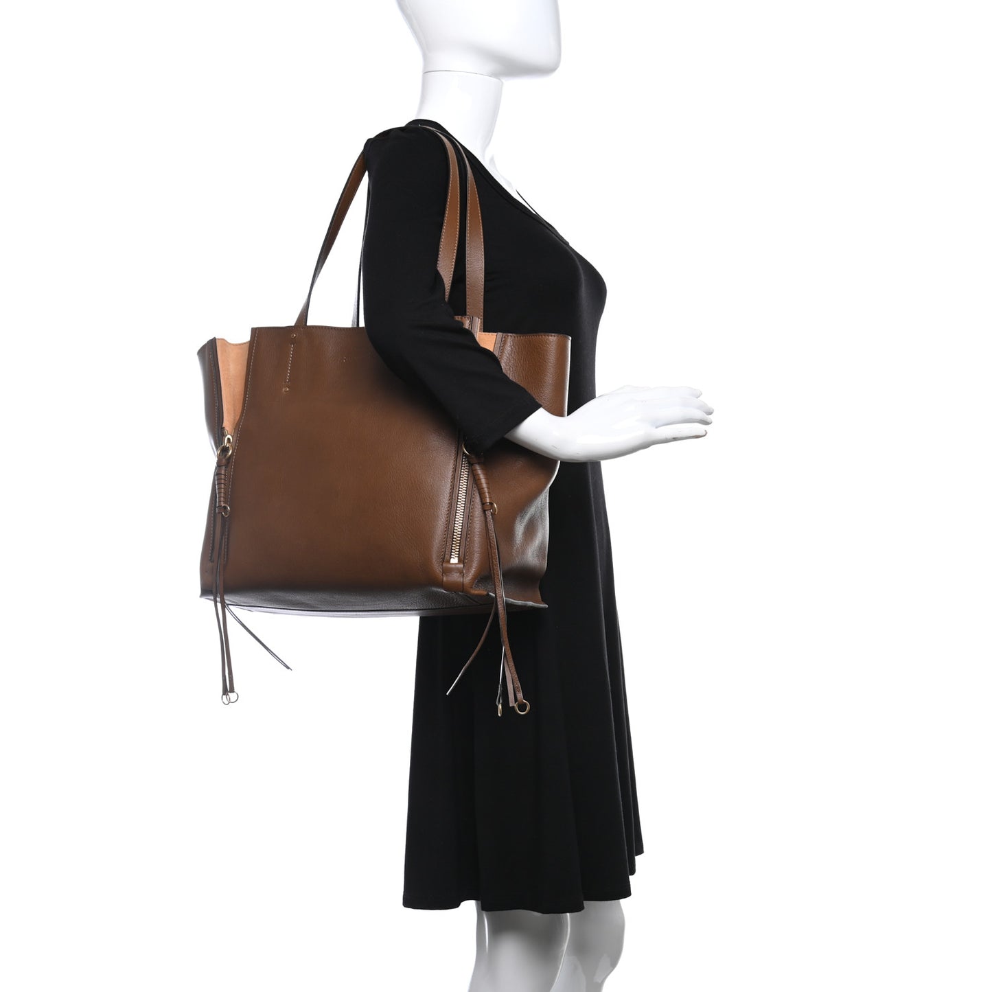 Smooth Calfskin Medium Milo Shopping Tote Woody Khaki