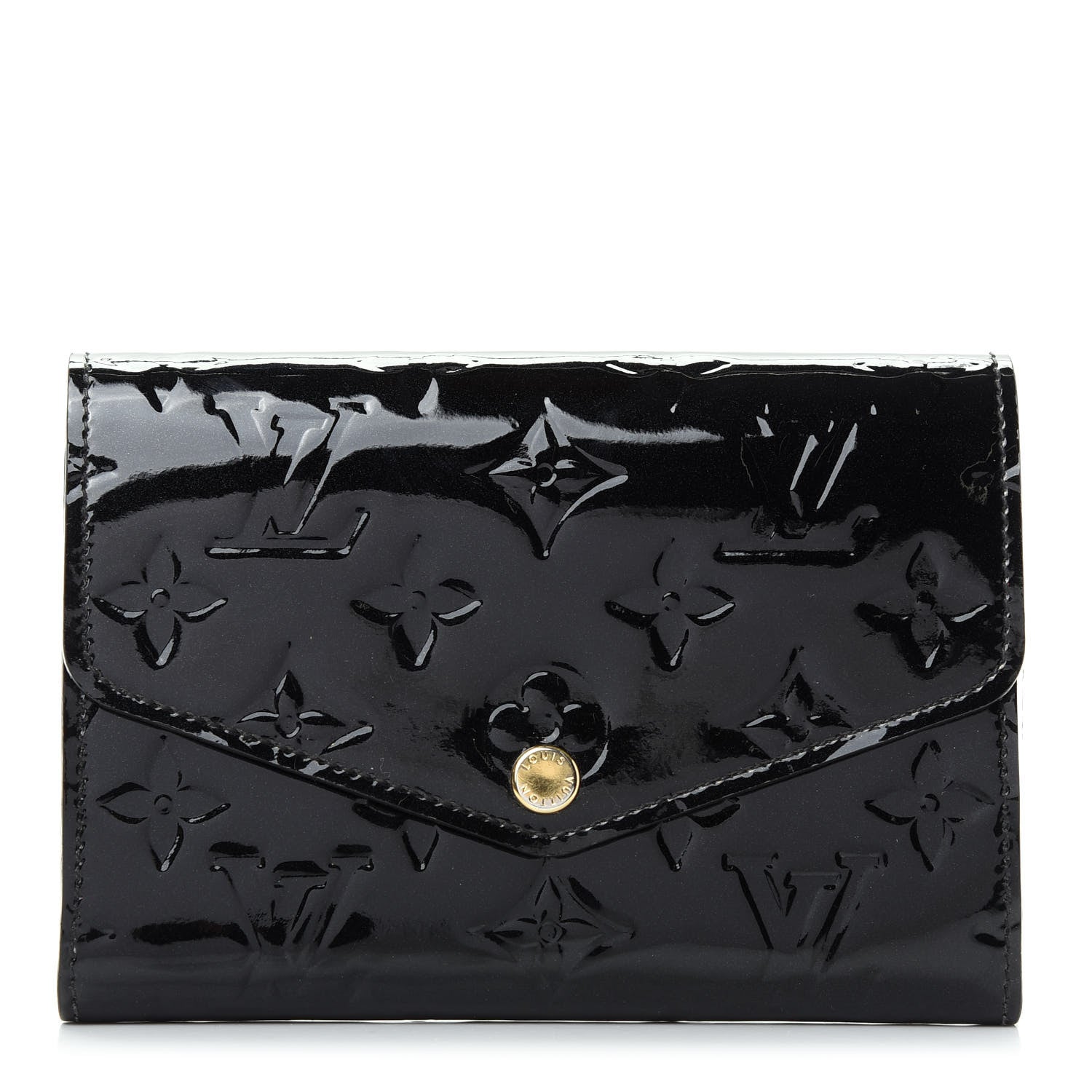 Louis Vuitton Vernis Sarah Compact Wallet Black Magnetique 1 of 7