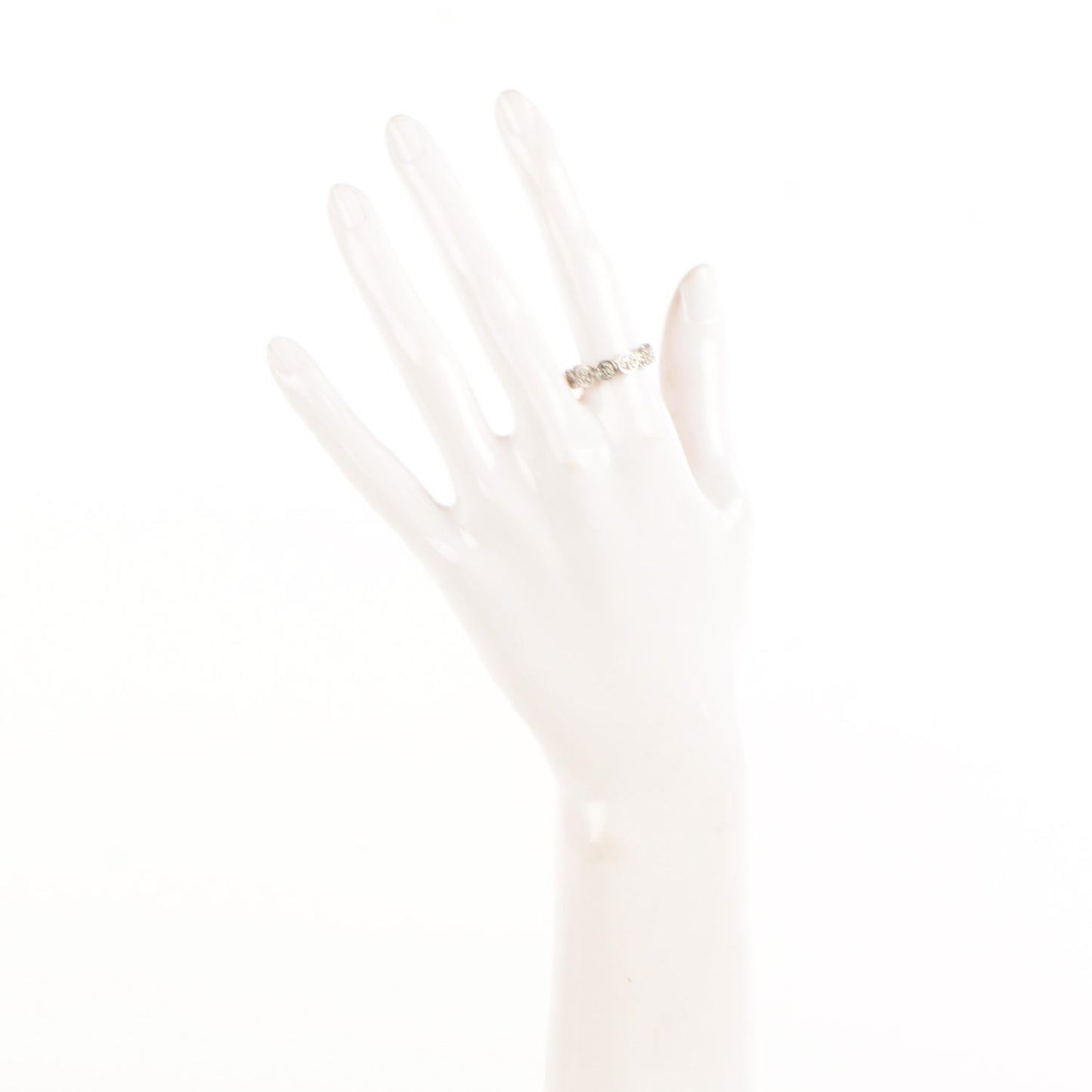 Sterling Silver Pave Diamond Slim Dot Ring 7