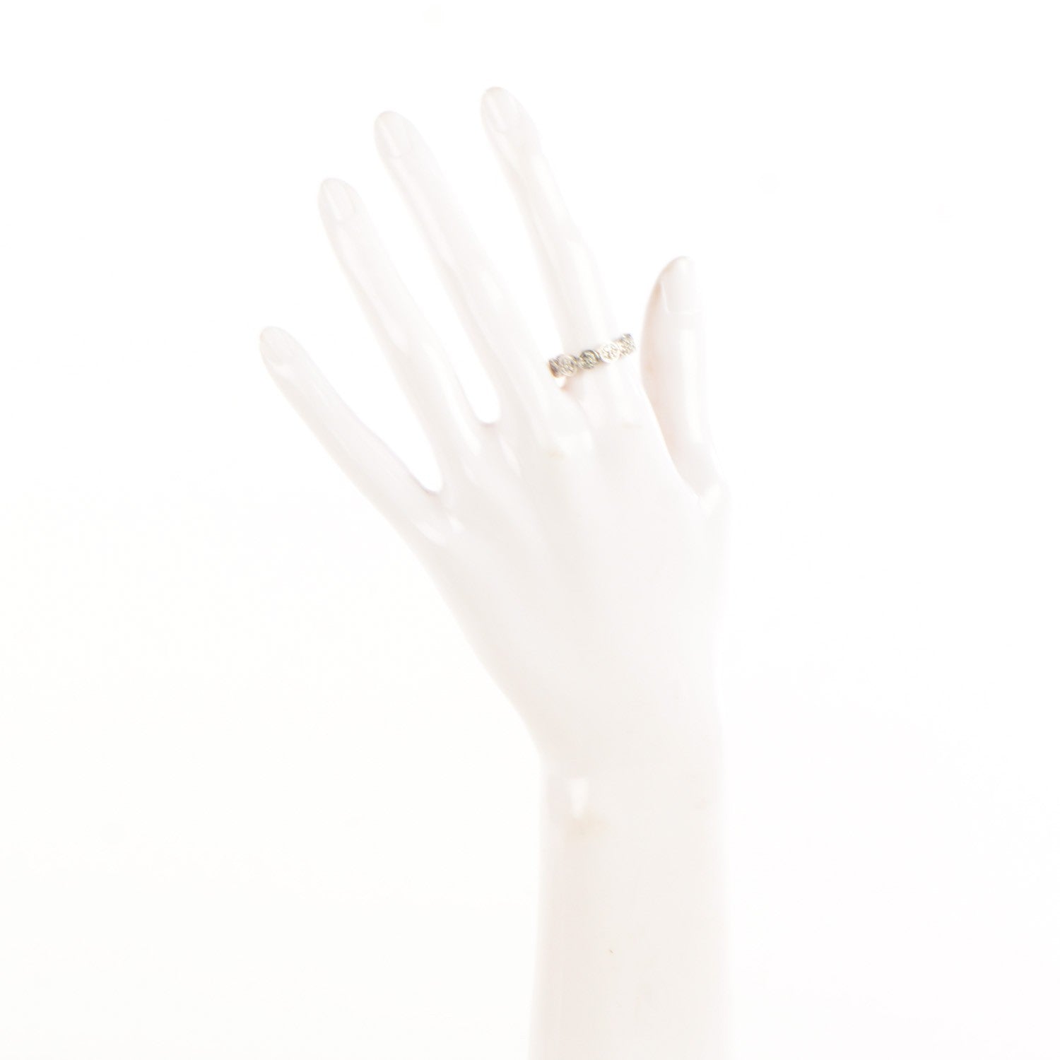 John Hardy Sterling Silver Pave Diamond Slim Dot Ring 7 2 of 5