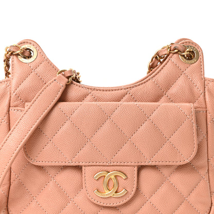 Chanel Caviar Quilted Small Wavy CC Hobo Coral 8 of 10
