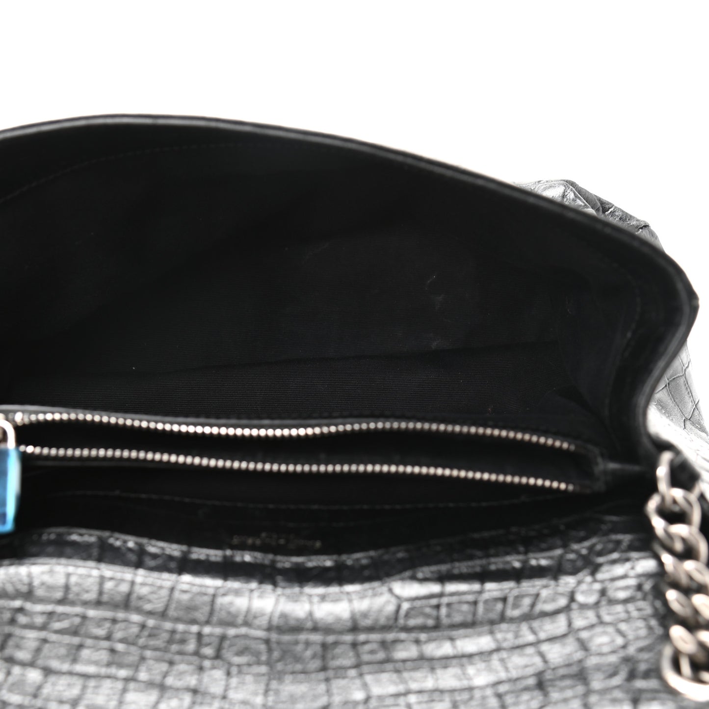 Calfskin Crocodile Embossed West Hollywood Monogram Fold-Over Bag