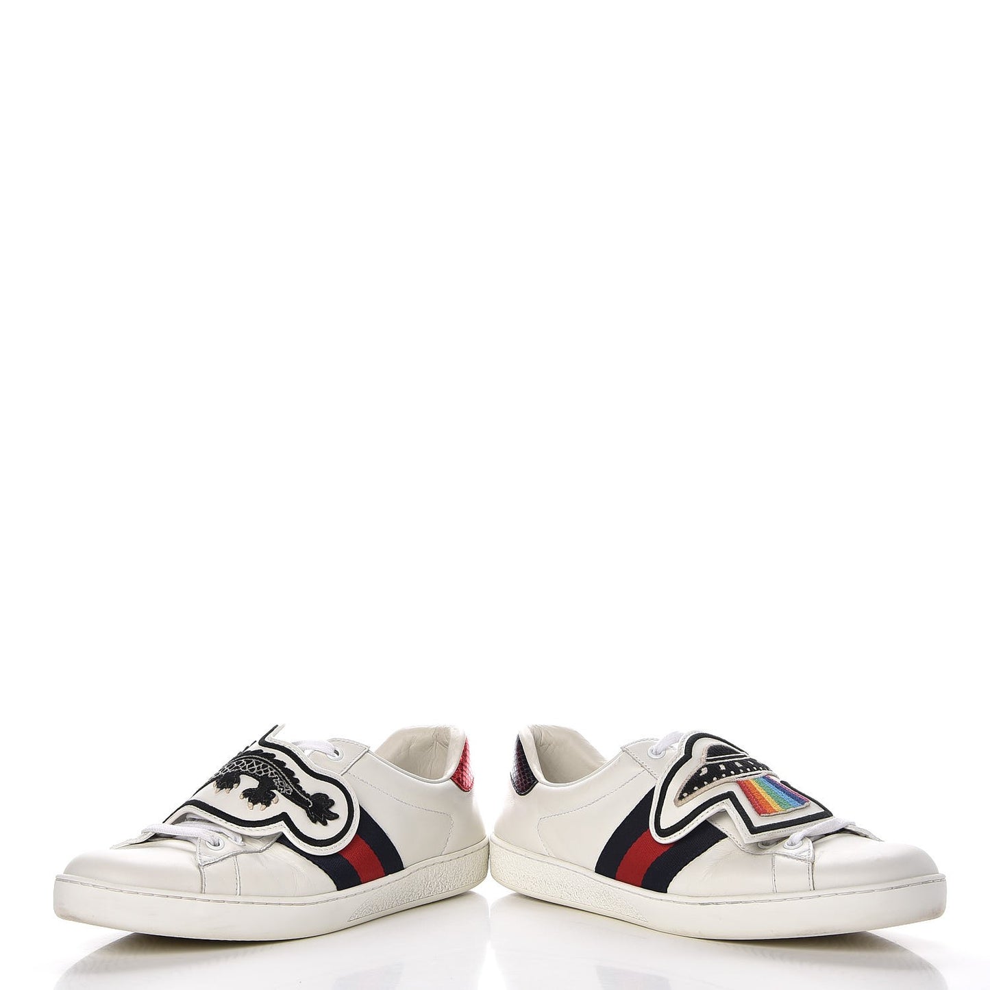 Calfskin Ayers Web UFO Dragon Embroidered Mens Ace Sneakers 7 White