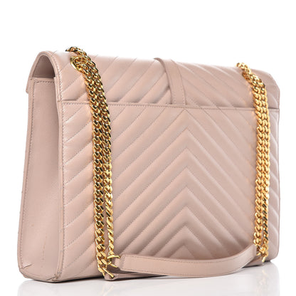 Saint Laurent Grain De Poudre Matelasse Chevron Large Monogram Satchel Rose Antic 3 of 20