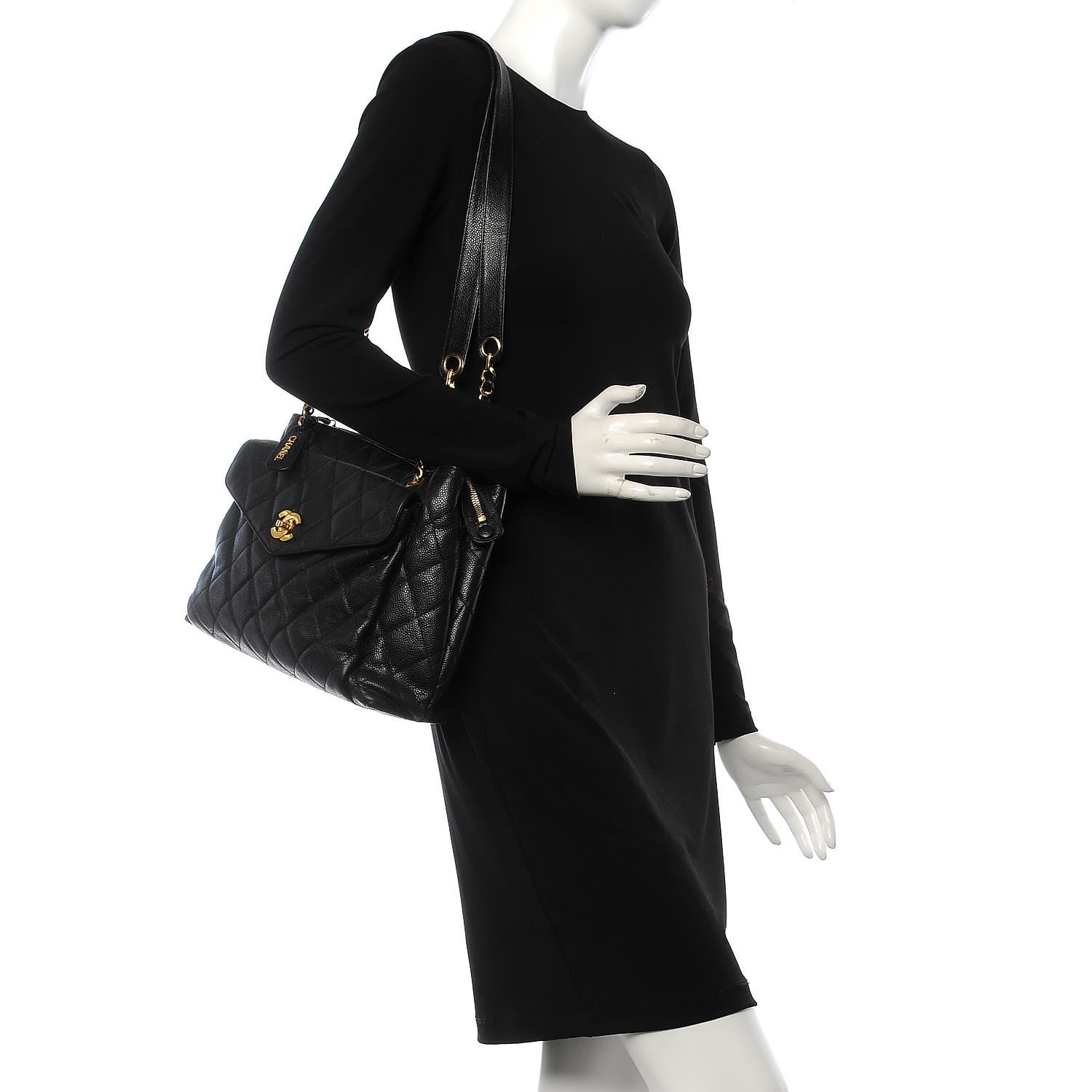 Chanel Caviar Quilted Flap Shoulder Bag Black 2 of 8