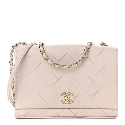 Chanel Calfskin Stitched Flap Light Beige 1 of 10