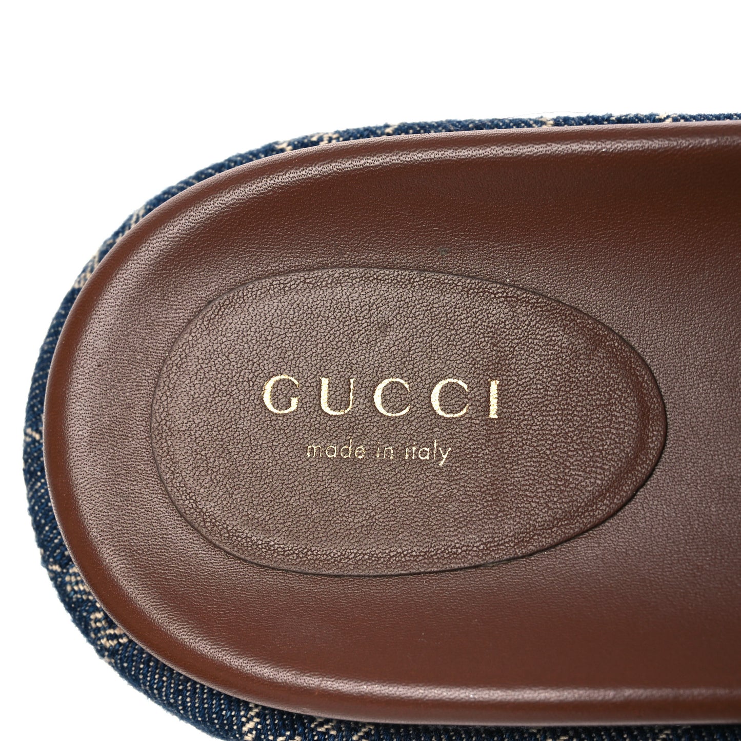New Denim GG Monogram Angelina Platform 55mm Slide Sandals 40 Blue Tea