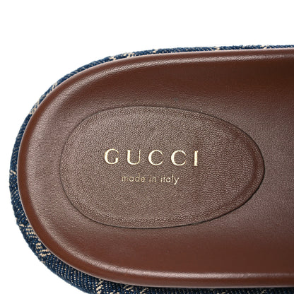 Gucci New Denim GG Monogram Angelina Platform 55mm Slide Sandals 40 Blue Tea 9 of 13