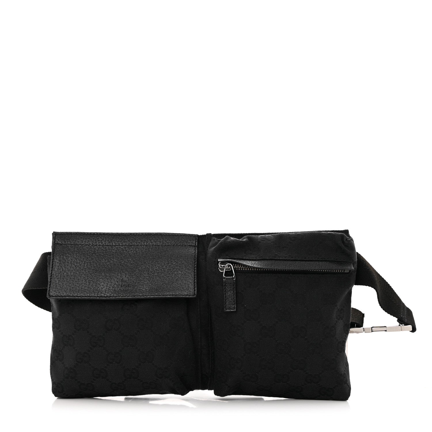 Gucci GG Monogram Double Pocket Belt Bag Black 1 of 12