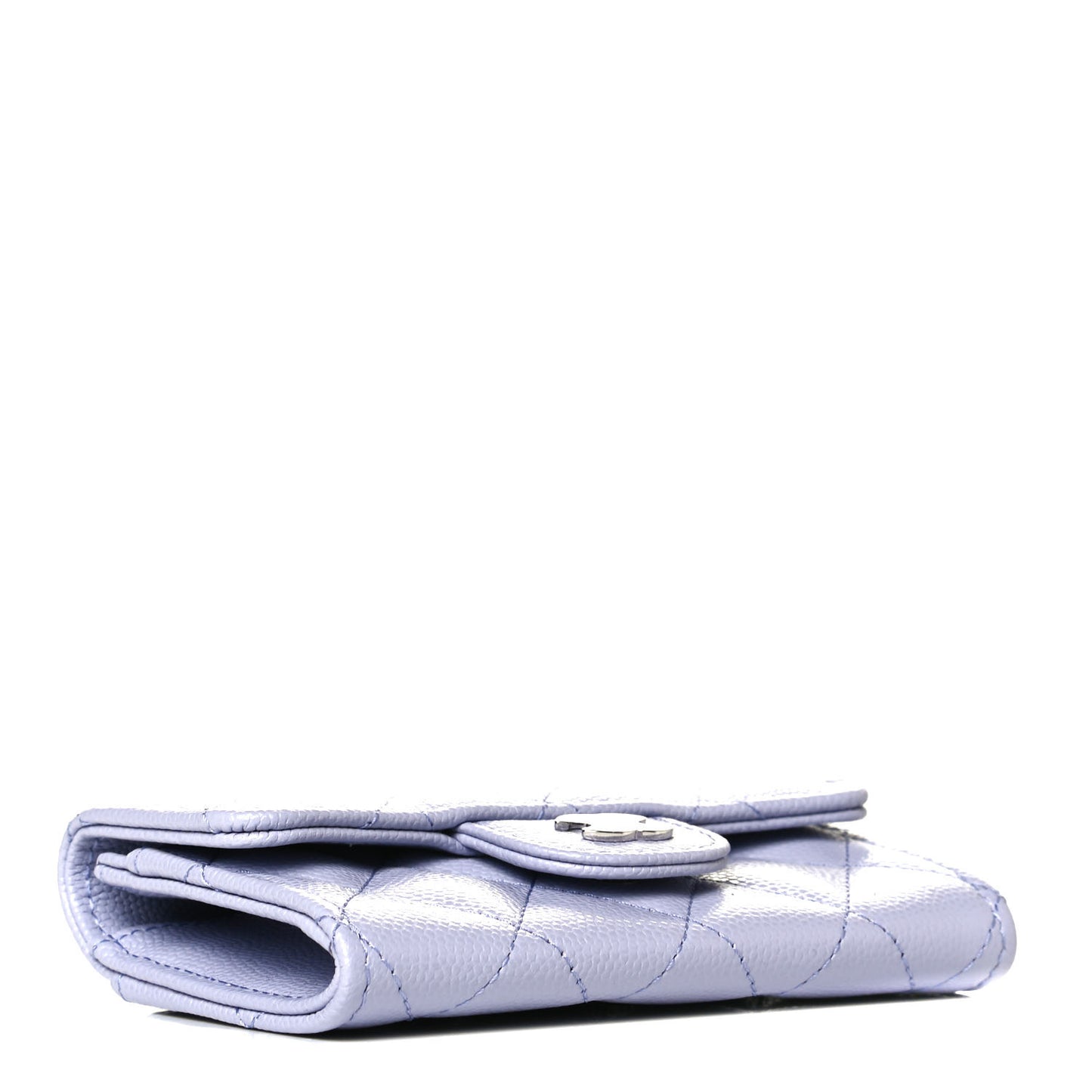 Caviar Quilted Flap Card Holder Wallet Light Purple