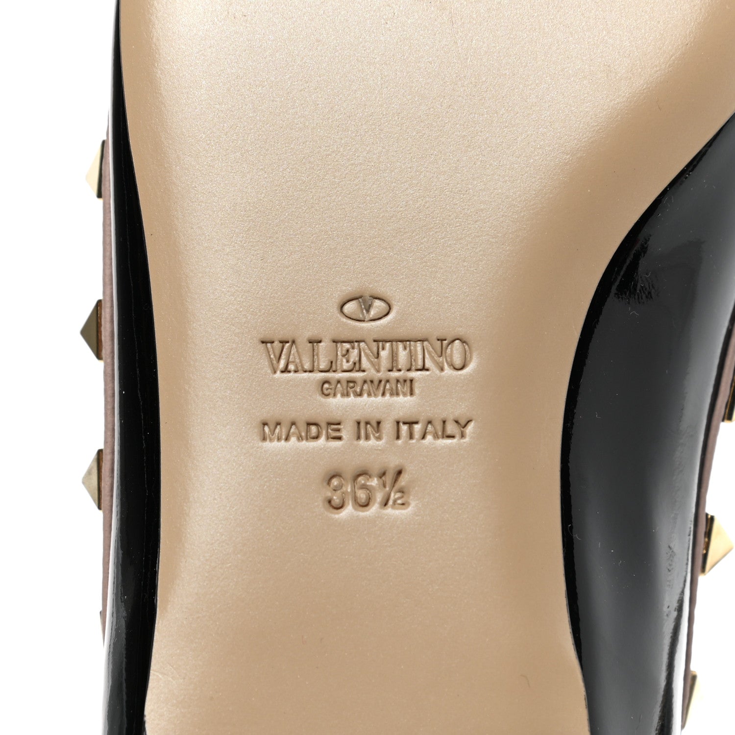 Valentino Garavani Patent Nappa Rockstud Ballerina Flats 36.5 Black Poudre 6 of 9