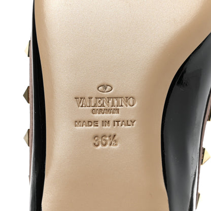 Valentino Garavani Patent Nappa Rockstud Ballerina Flats 36.5 Black Poudre 6 of 9