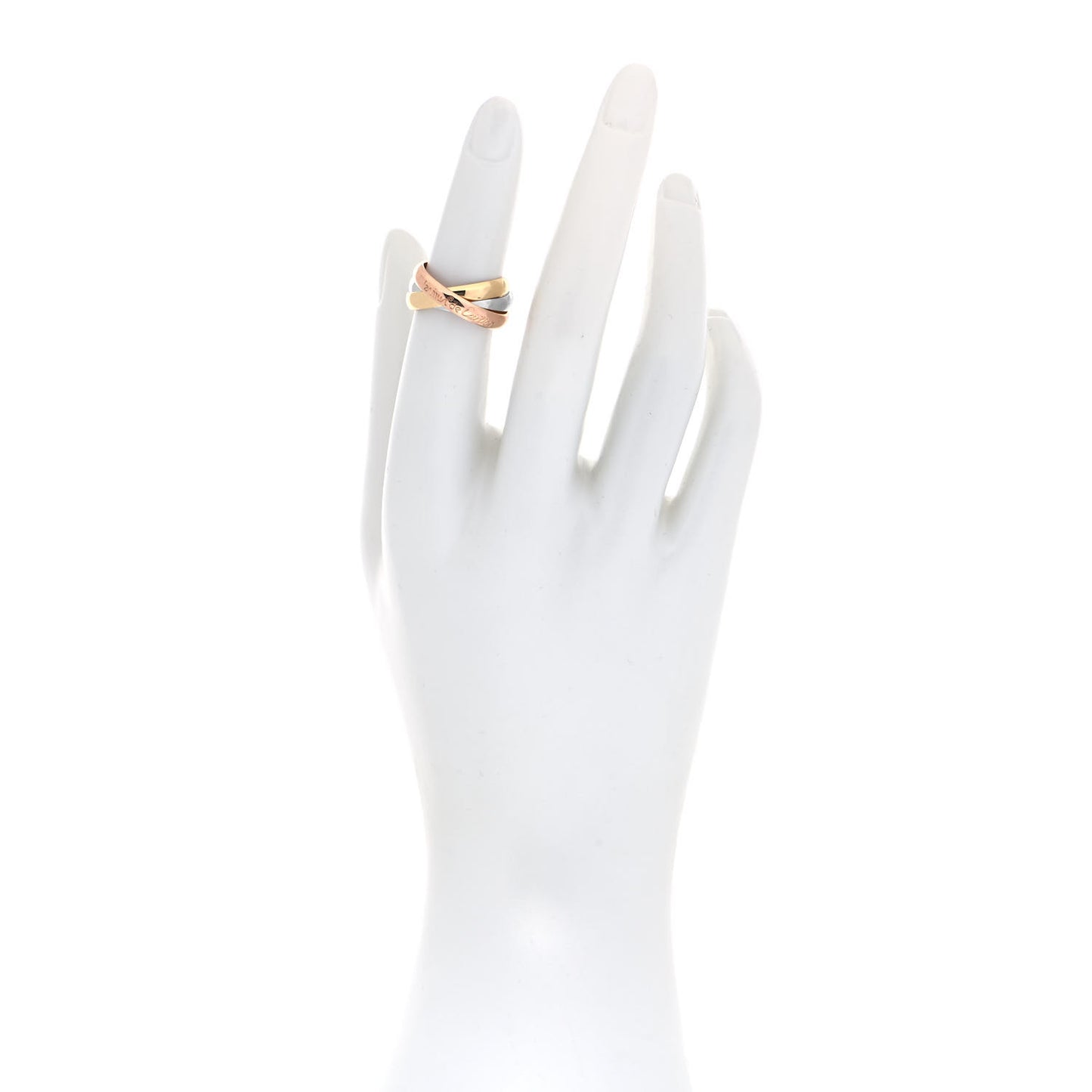 18K Pink Yellow White Gold Classic Les Must De Cartier Trinity Ring 51 5.75