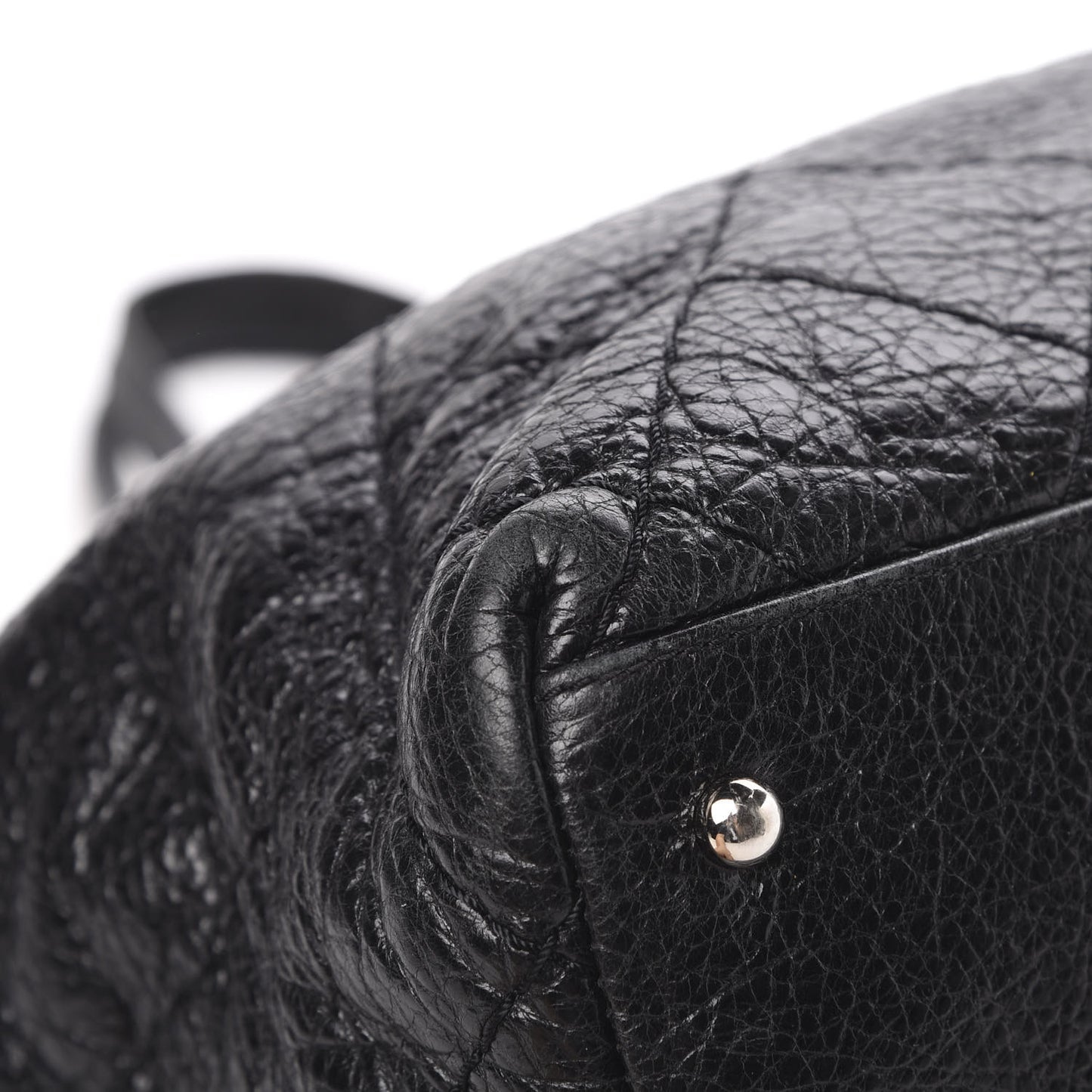 Glazed Calfskin Large On The Road Tote Black