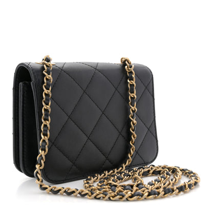 Chanel Calfskin Quilted Crystal Pearl Mini Flap Bag Black 3 of 11