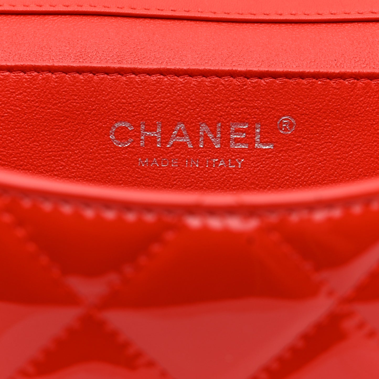 Patent Quilted Clutch With Chain Flap Red