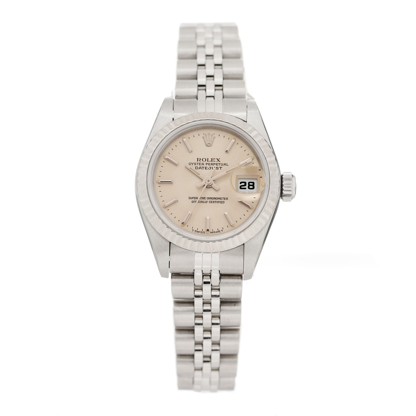 Stainless Steel 18K White Gold 26mm Oyster Perpetual Datejust Watch Silver 69174
