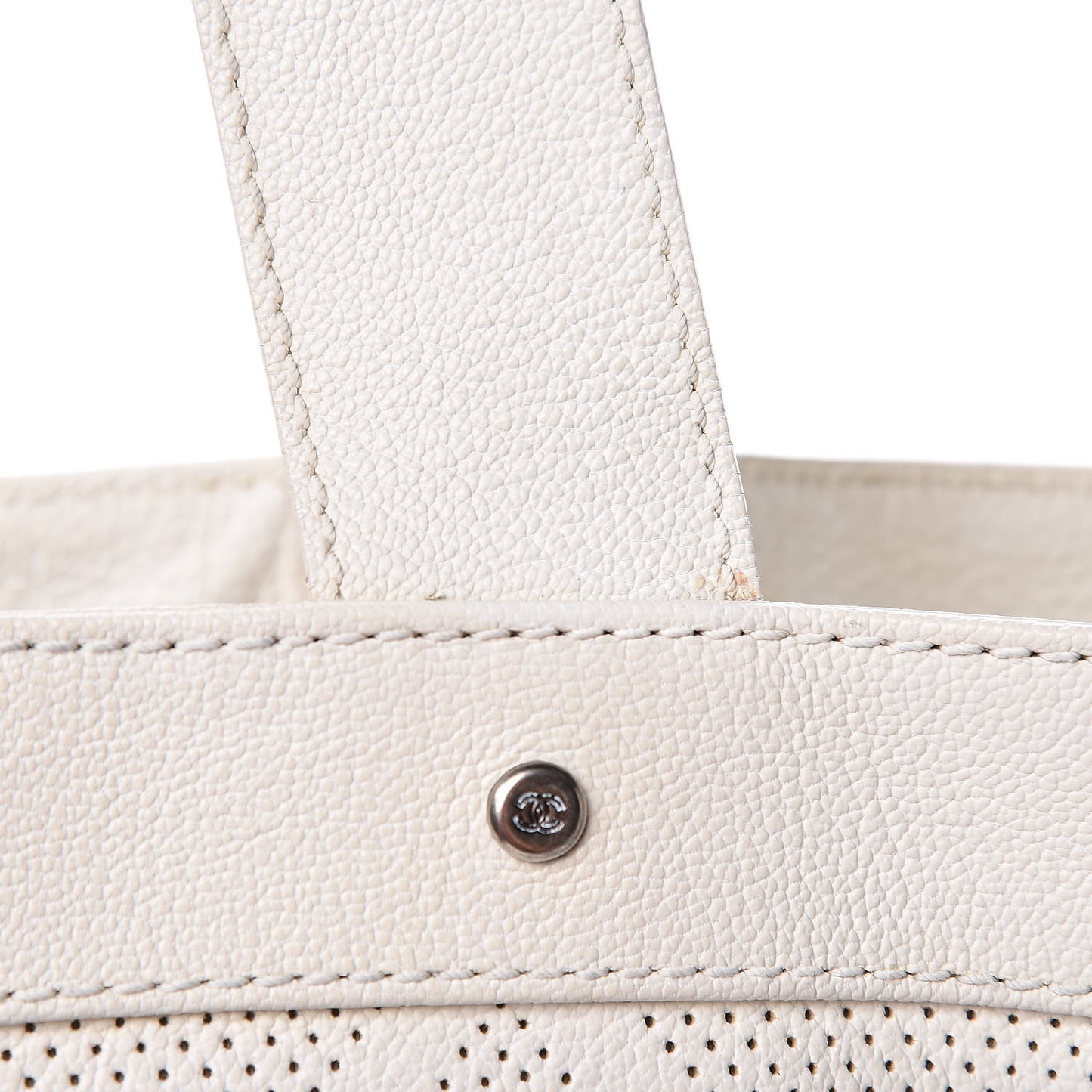 Goatskin Perforated Large CC Tote White