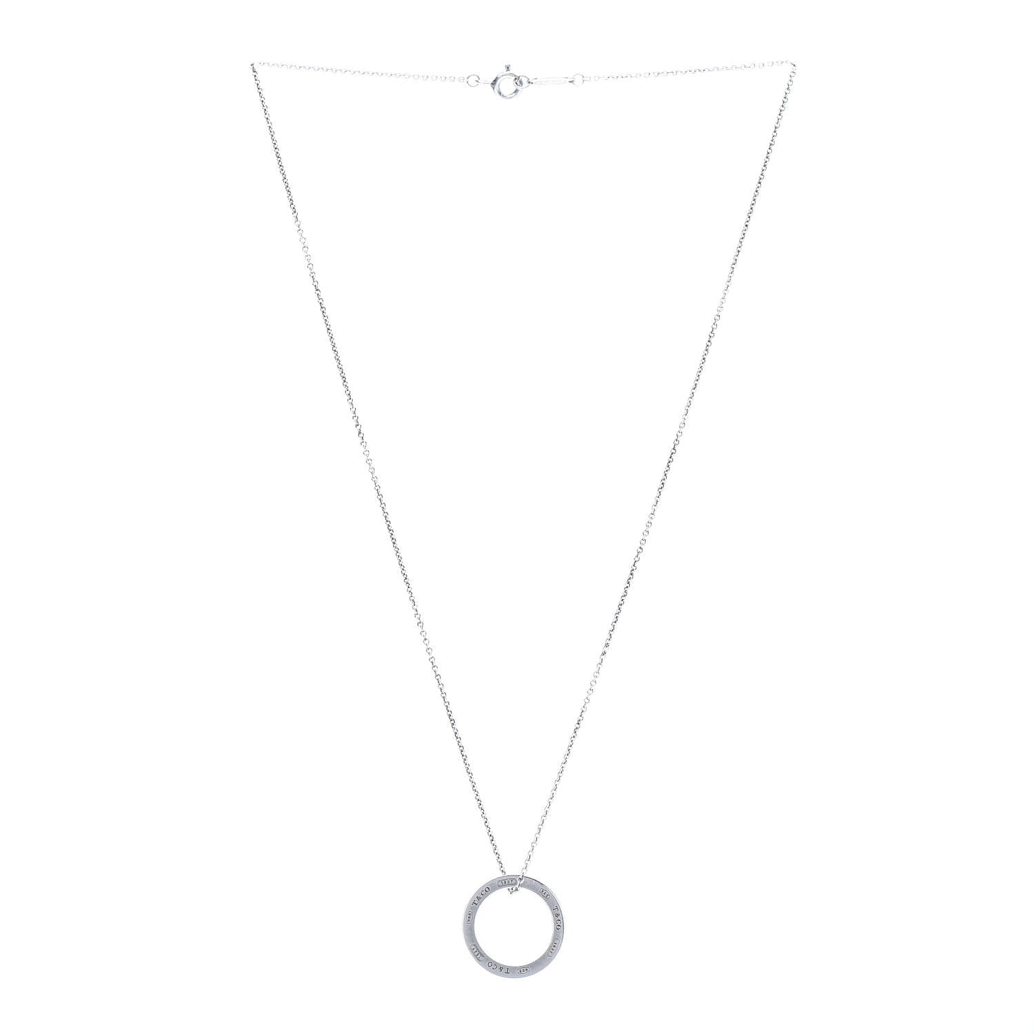 Tiffany Sterling Silver 1837 Circle Pendant Necklace 3 of 7