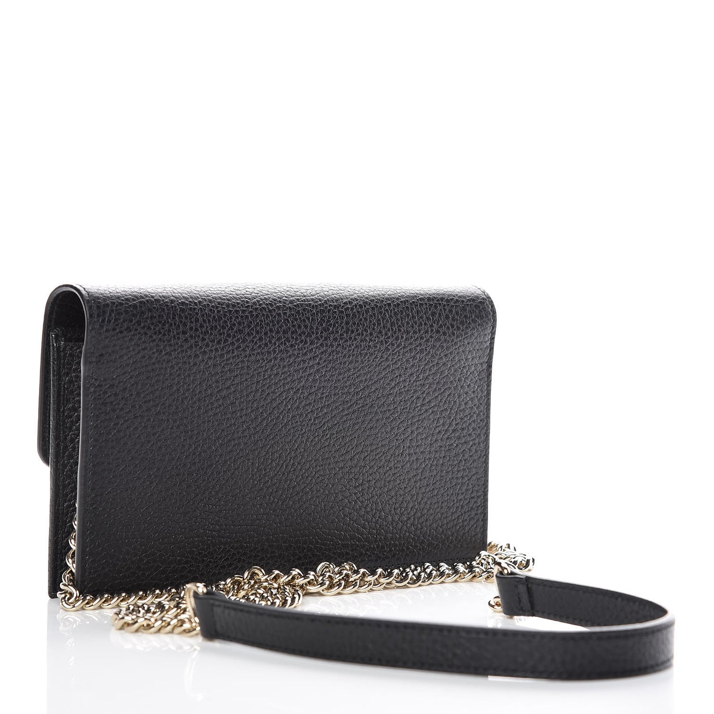 Dollar Calfskin Interlocking G Chain Wallet Black