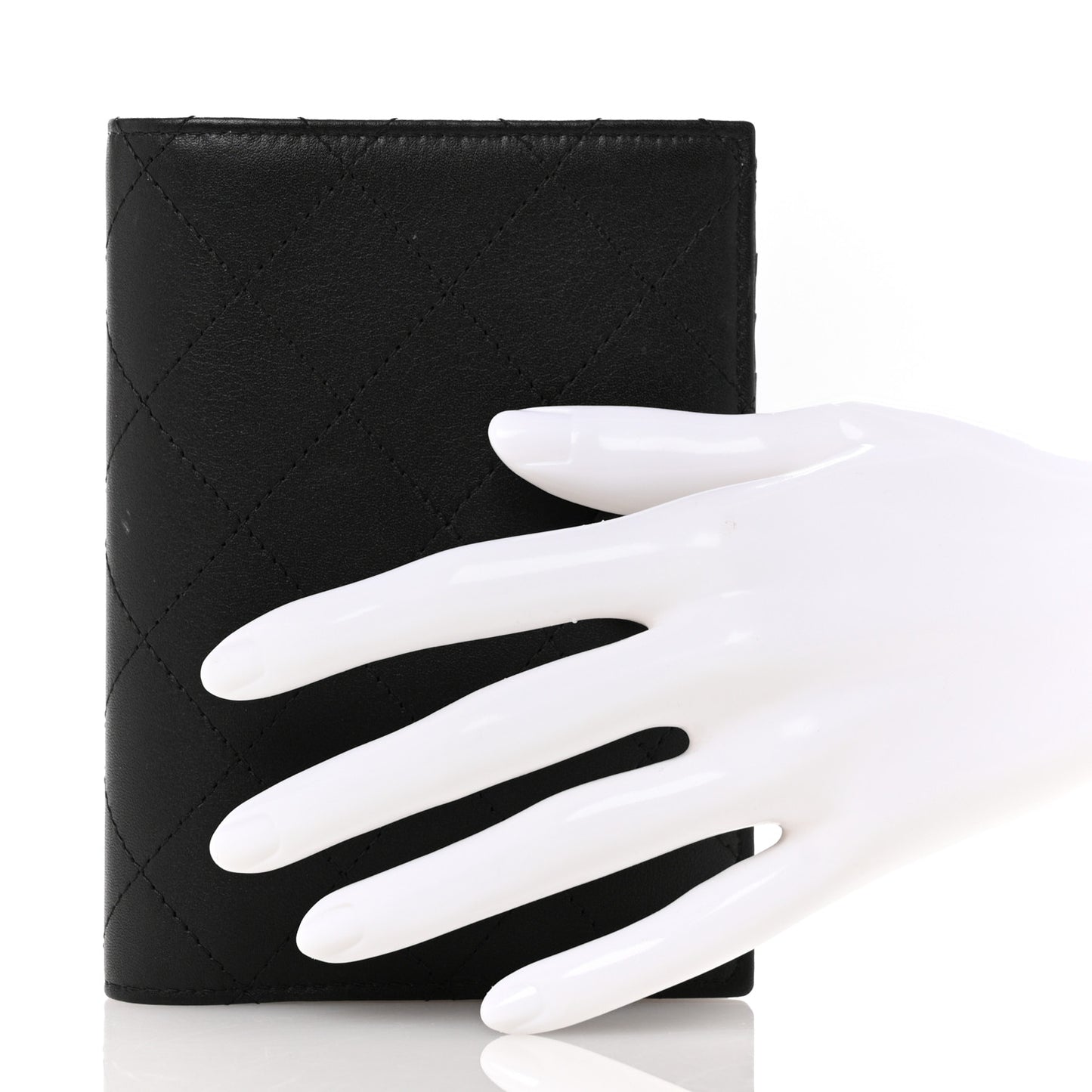 Grained Calfskin Quilted passport Holder Wallet So Black