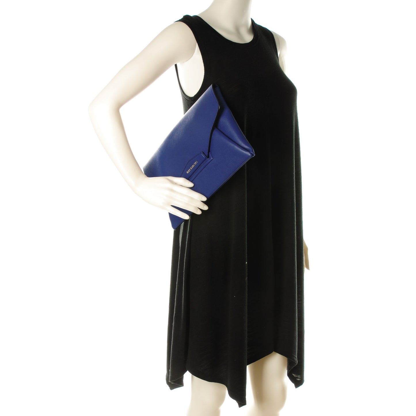 Sugar Goatskin Medium Antigona Envelope Clutch Blue