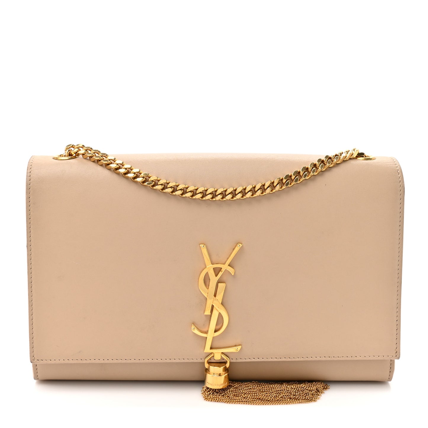 Smooth Calfskin Medium Classic Monogram Kate Tassel Satchel Nude Powder