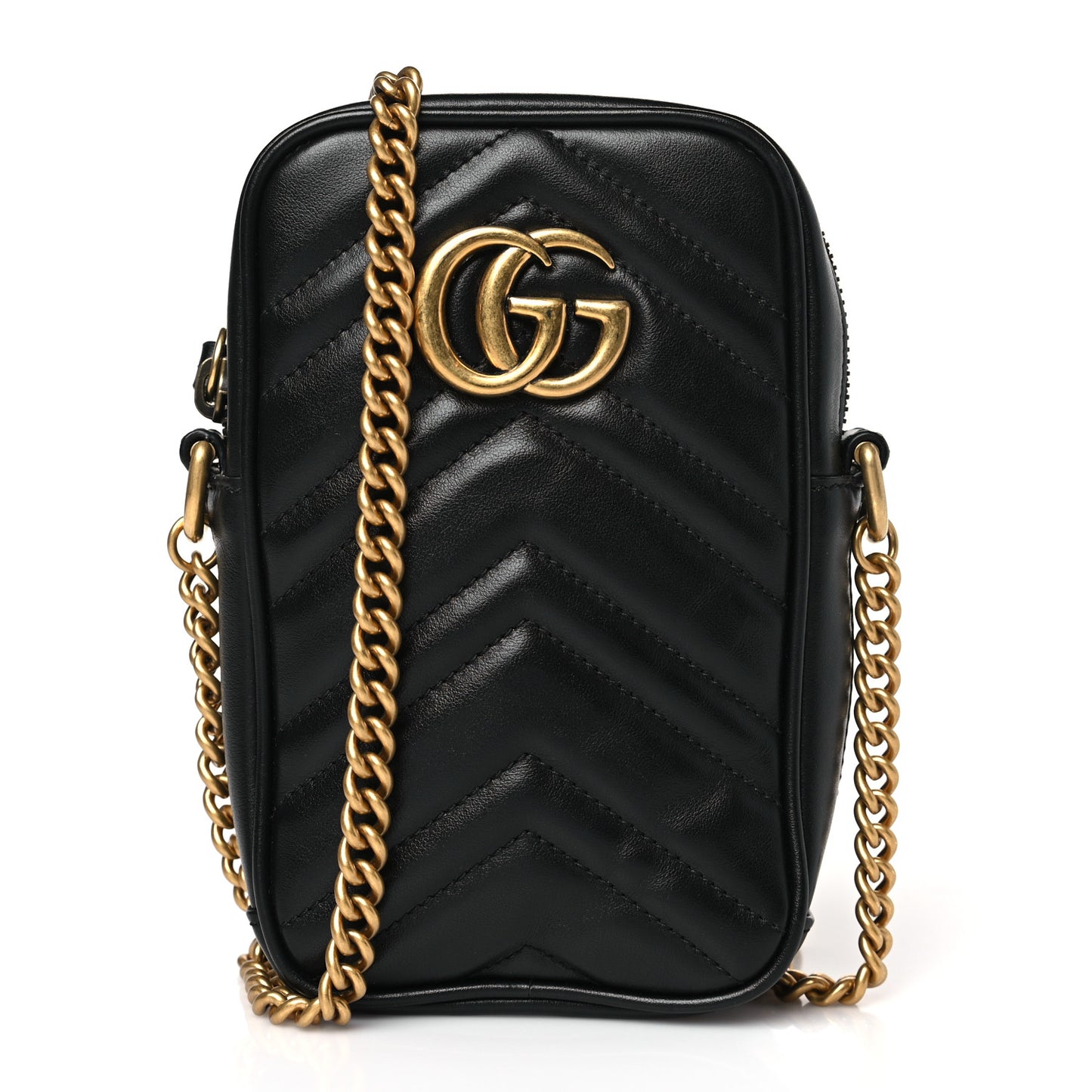 Calfskin Matelasse Mini GG Marmont Crossbody Bag Black