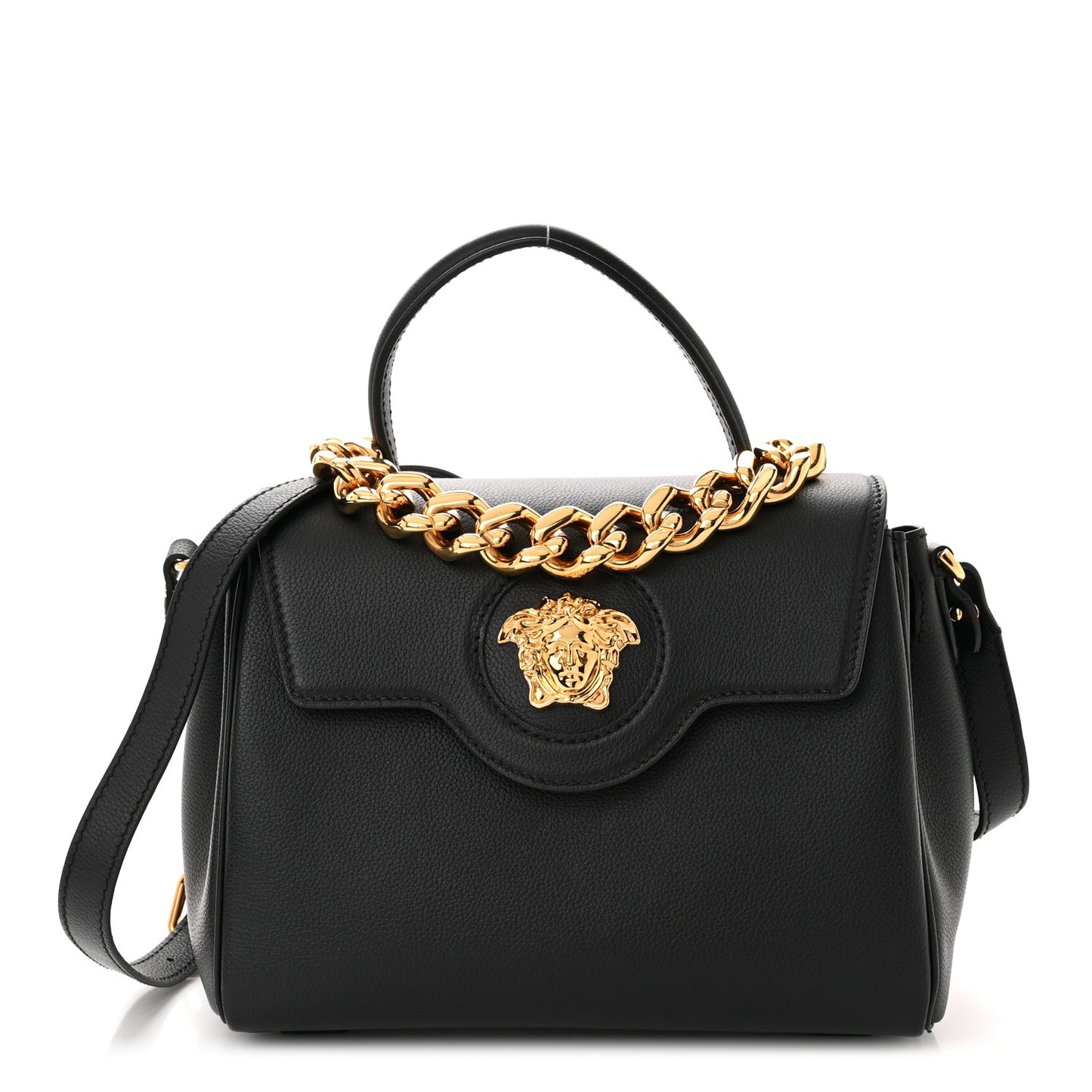 Calfskin Medium La Medusa Top Handle Handbag Black
