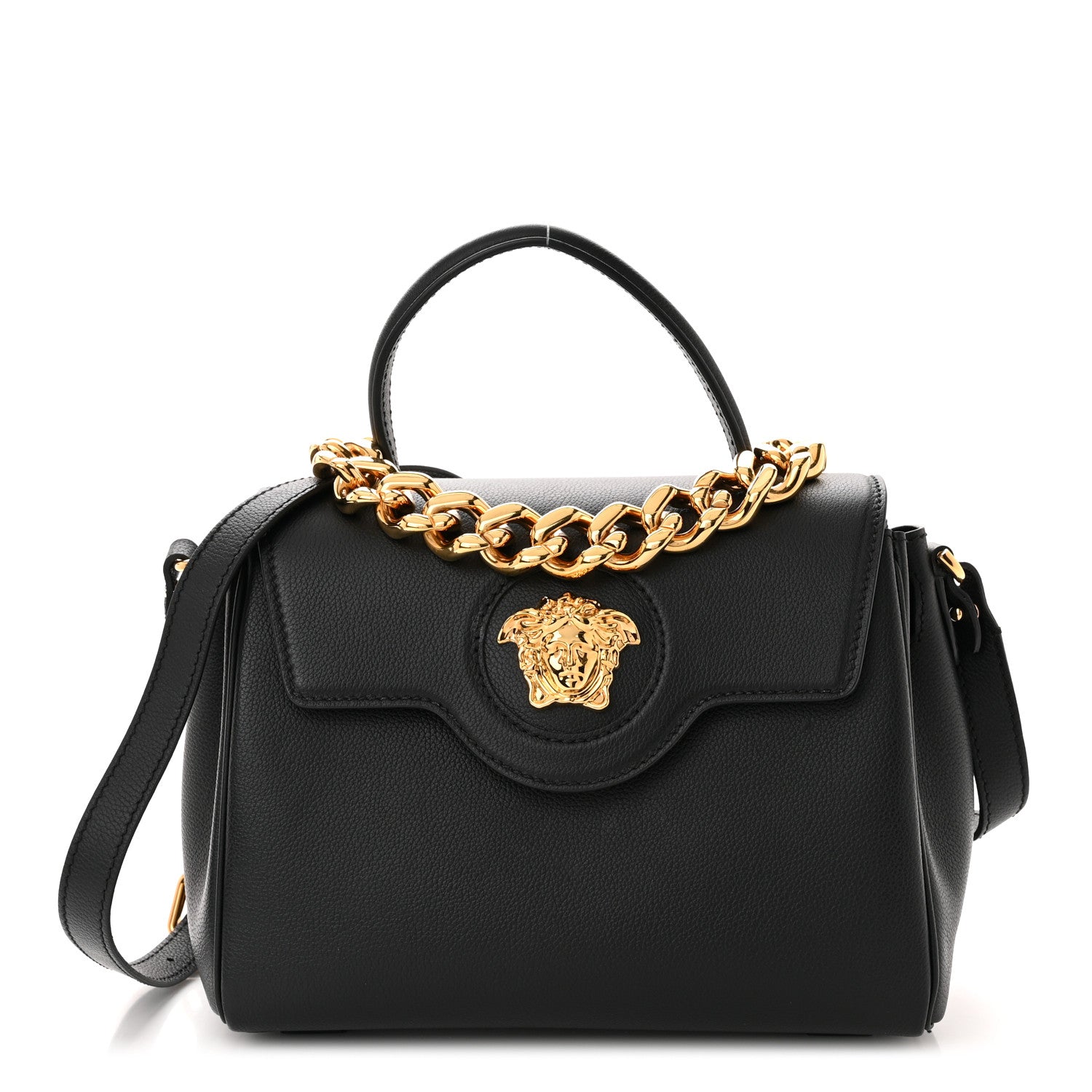Versace Calfskin Medium La Medusa Top Handle Handbag Black 1 of 11