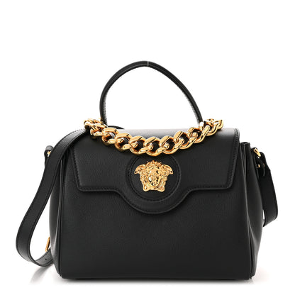 Versace Calfskin Medium La Medusa Top Handle Handbag Black 1 of 11