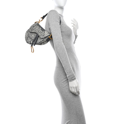 Christian Dior Canvas Embroidered Dioriviera Saddle Bag Grey 2 of 12