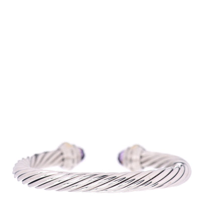 David Yurman Sterling Silver 14K Yellow Gold Amethyst 7mm Cable Classics Bracelet 3 of 4