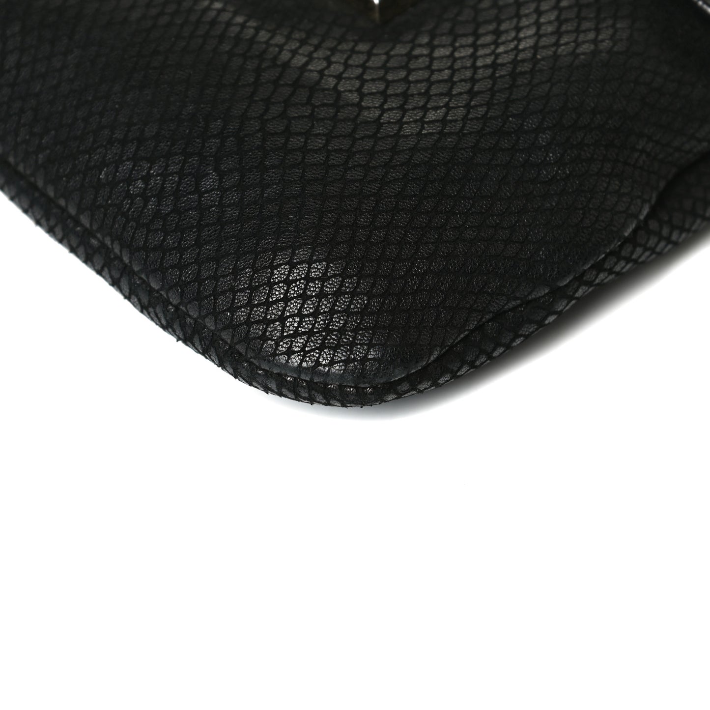 Snakeskin Embossed Calfskin Crossbody Black