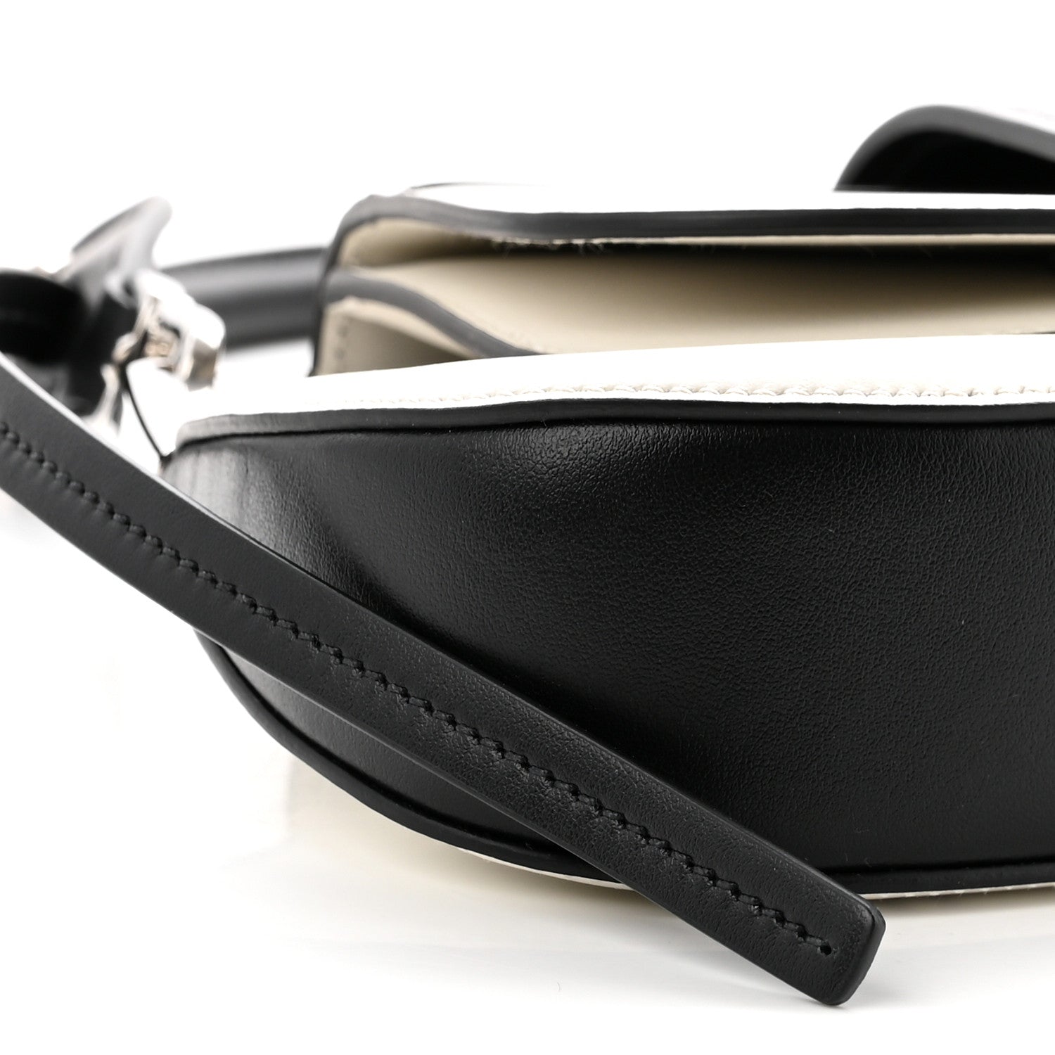 Prada City Calfskin Small Sidonie Shoulder Bag White Black 8 of 11