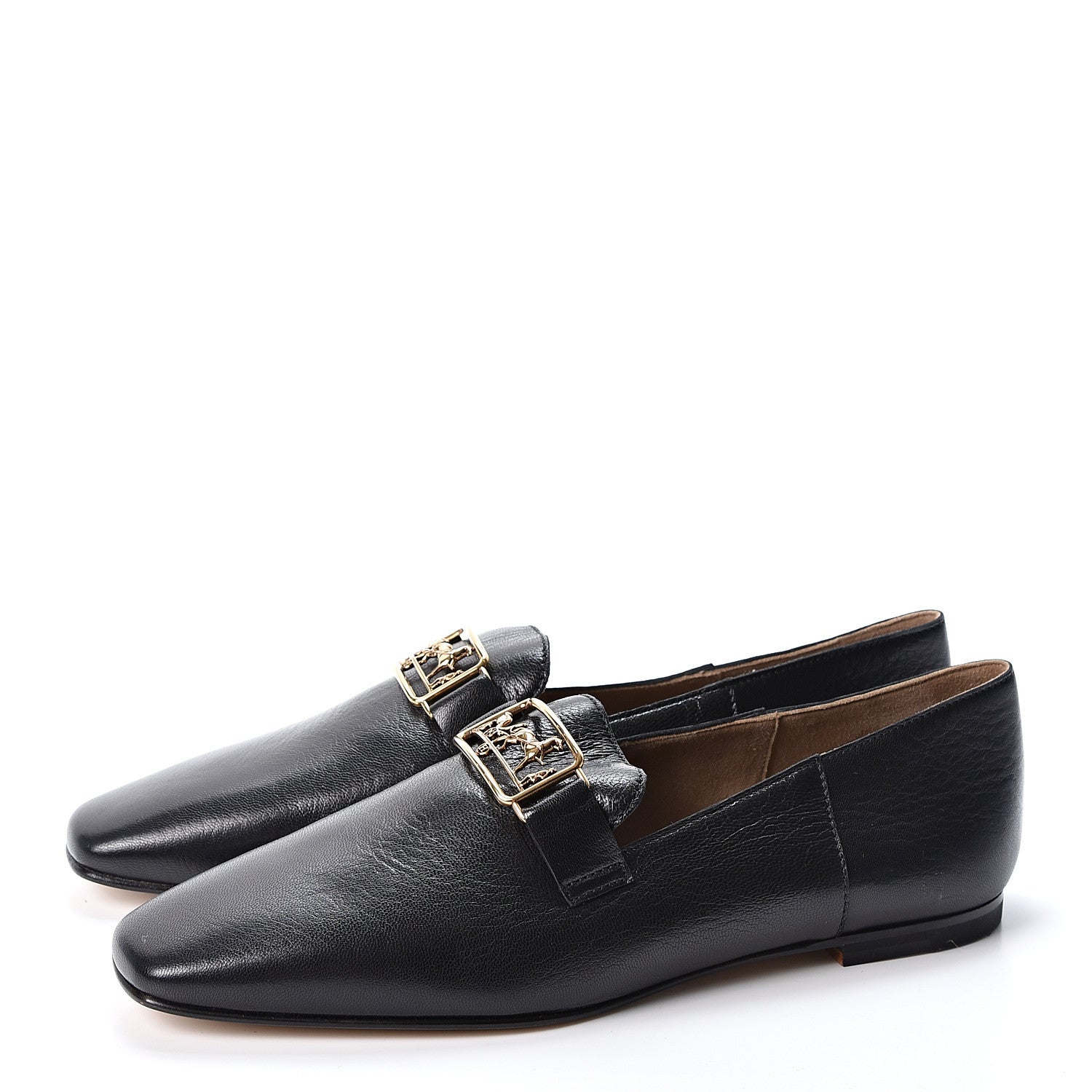 Hermes Goatskin Womens Time Loafers 37 Black 3 of 9
