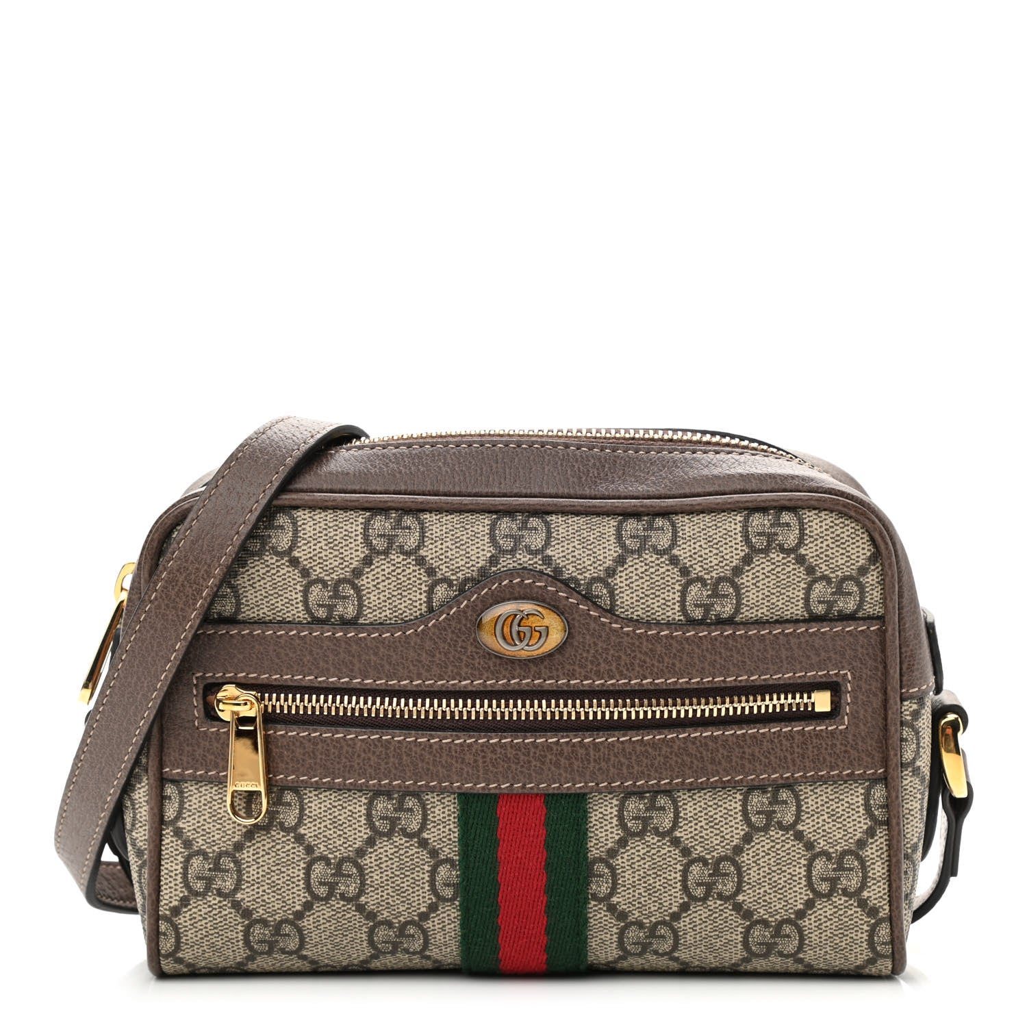 Gucci GG Supreme Monogram Web Mini Ophidia Shoulder Bag Brown 1 of 10