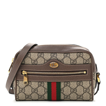 Gucci GG Supreme Monogram Web Mini Ophidia Shoulder Bag Brown 1 of 10