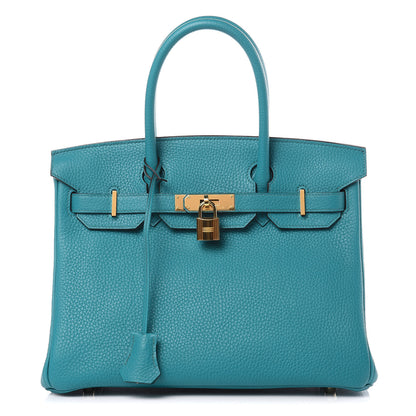 Hermes Taurillon Clemence Birkin 30 Bleu Paon 1 of 31