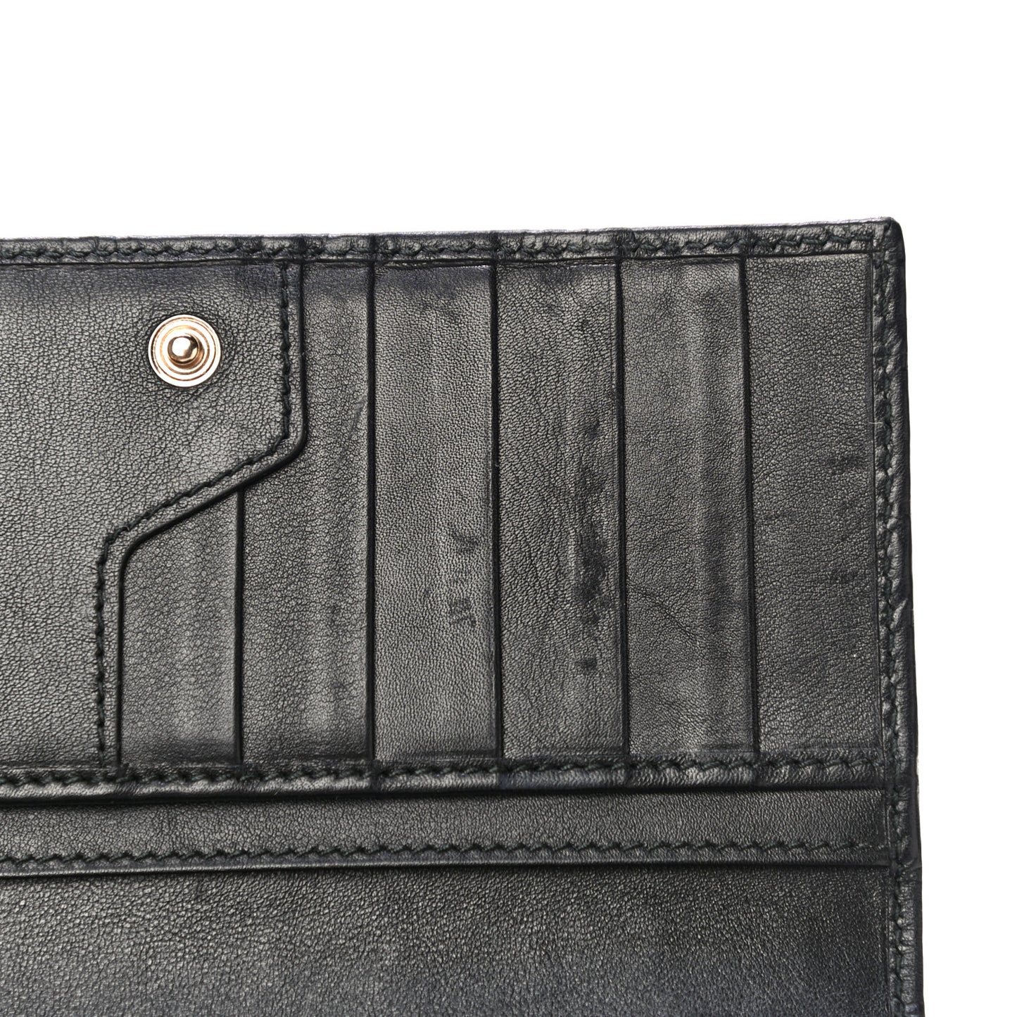 Guccissima Metal Bar Continental Flap Wallet Black