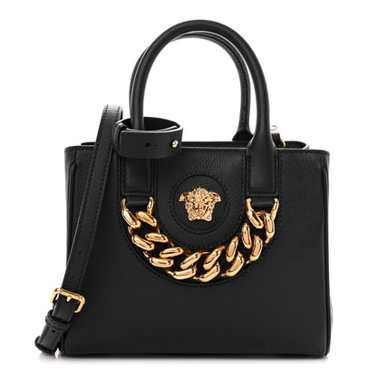 Versace Grained Calfskin Small La Medusa Chain Tote Black 1 of 9