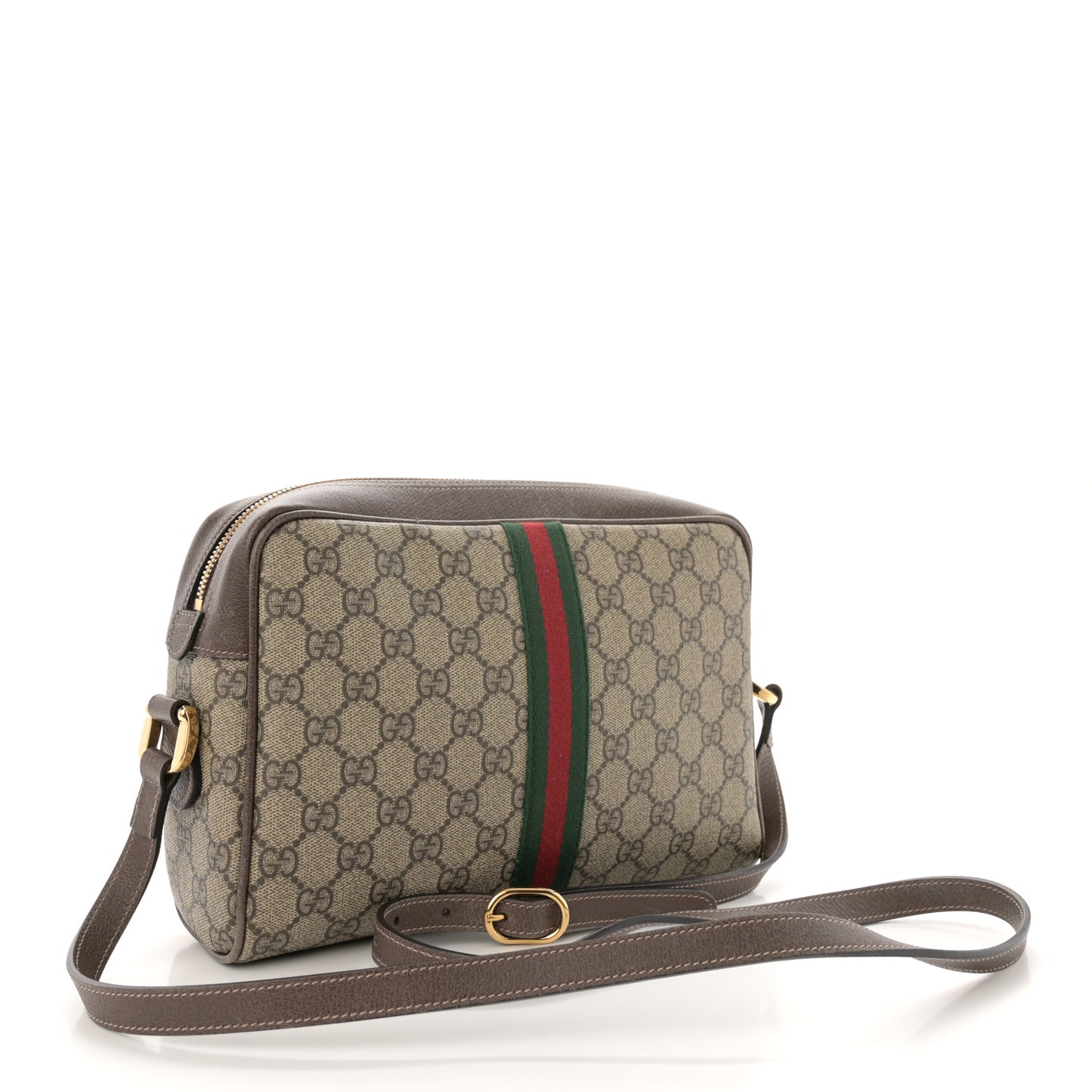 GG Supreme Monogram Web Small Ophidia Shoulder Bag Brown
