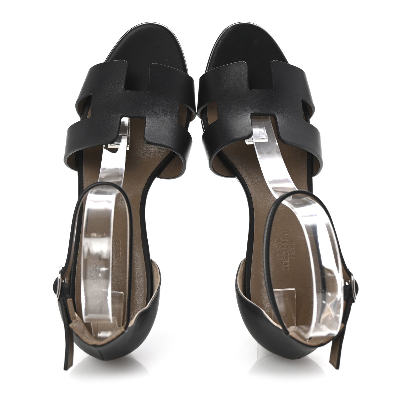 Hermes Calfskin Legend Wedge Sandals 38.5 Black 2 of 9