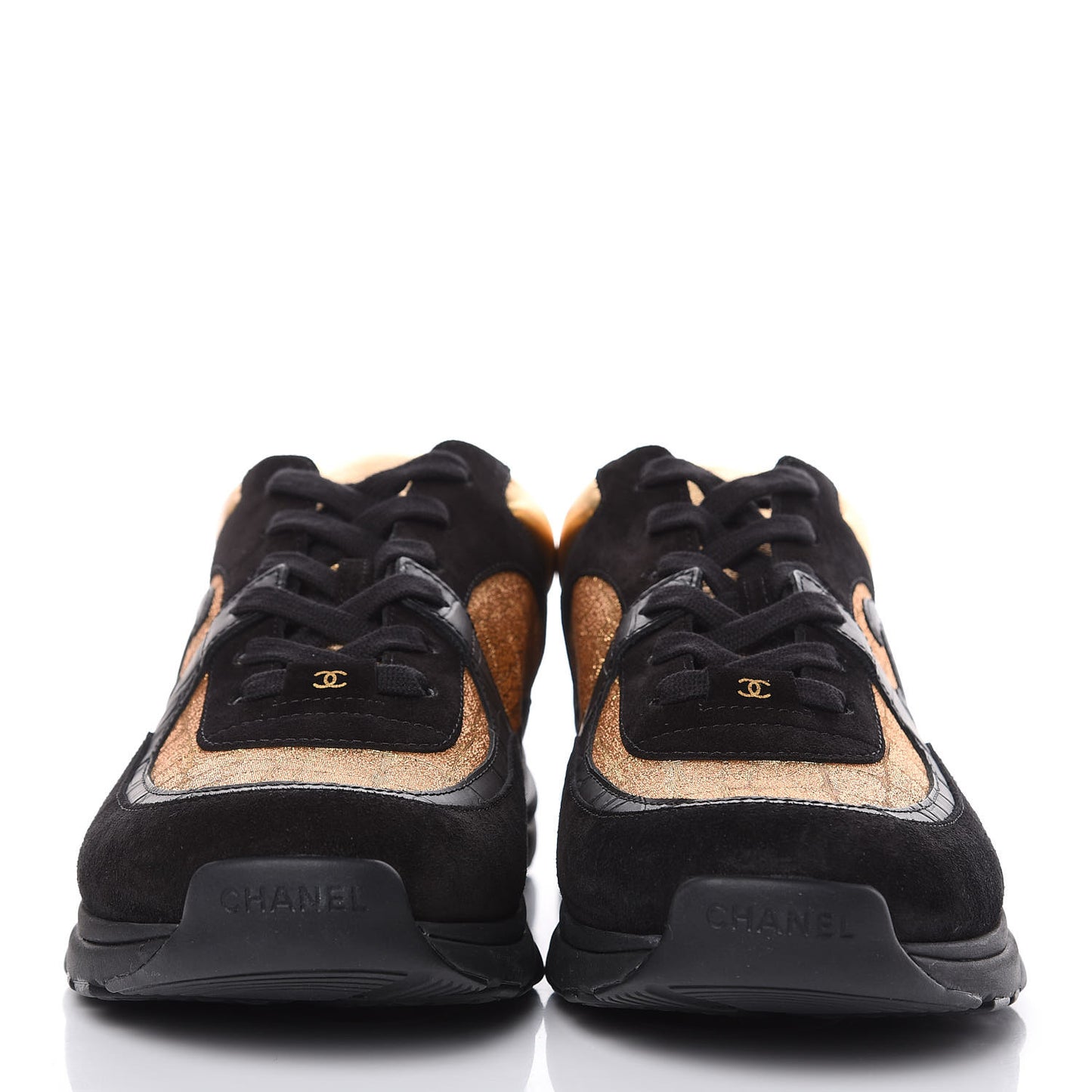 Kid Suede Croc Calfskin Embossed Metallic Fabric Mens Sneakers 46 Black Gold